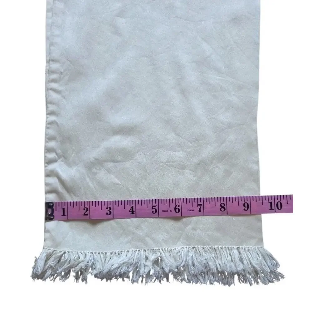 VTG 100% Silk Ivory Rectangle Scarf Fringe Long 56